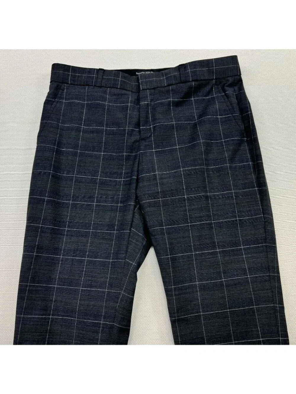Banana Republic Womens Wool Blend Flat Front Trouser Dress Pants Size 2 Plaid